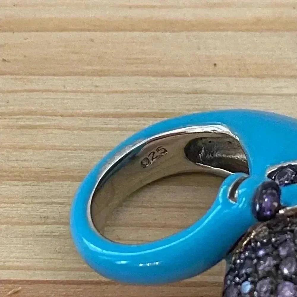 High End Sterling Silver Crystal Statement Ring - image 5